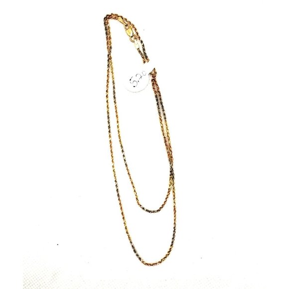14k Tri-Color Gold 1.6 mm Rope Chain 22 Inches - Picture 10 of 12